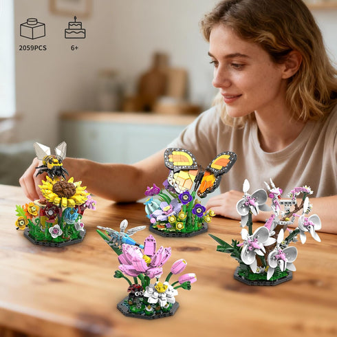 Set, 2059 6+ Ideas Insect Collection Building PCS - Butterfly Orchid Mantis Bee Dragonfly Display Model for Nature