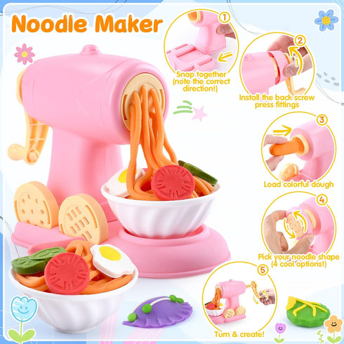 5-in-1 Sets 3+ Set 24 Set Color Dough for Kids Ages DIY Food Maker Toys with Dough, Arts and Crafts Kit for Pretend