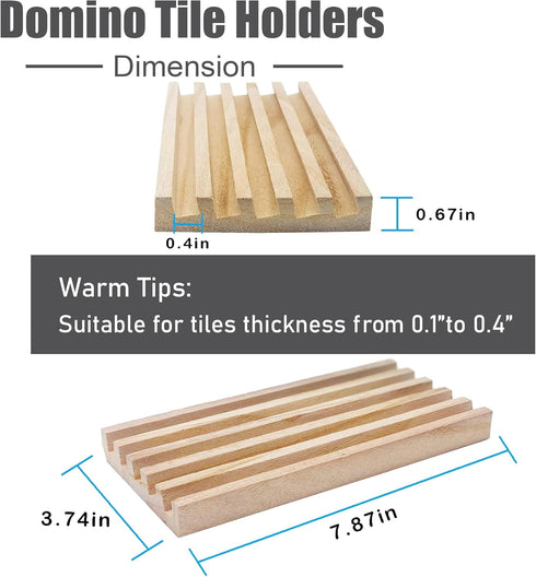 Wooden Domino Trays/Racks Set of 4, Mexican Train Domino Trays/Racks for Double 12 Tiles Holders