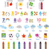 DS9-8056 DECOWALL Numbers Crayons Weather and Shape Wall Decals Stickers Kids Nursery Classroom Bedroom Room dcor