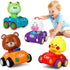 1-3, 4 Pack Set 6-9-12-18 1st 1-2 Press and Go Car Toys for Toddlers Friction Powered Baby Push Cars, Infant Play