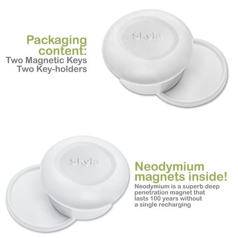 SKYLA HOMES Magnetic Cabinet Locks Baby Proofing Child Safety - Quick and Easy Multi-Purpose 3M Adhesive Latches (2