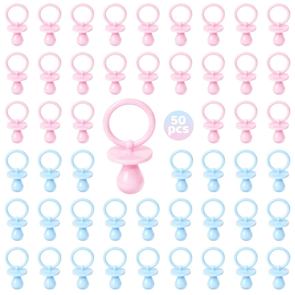 50 Pacifiers for Baby Shower Game Boy Girl, 2.75 Plastic Pacifiers Baby