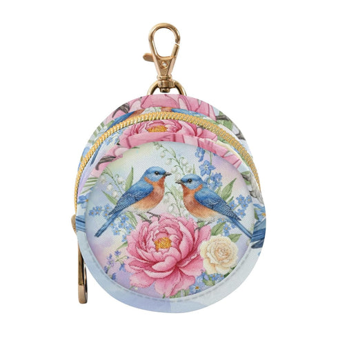 PYBUG Birds Round Pacifier Storage Case, Polyester & TPU Lined with Hook Buckle,