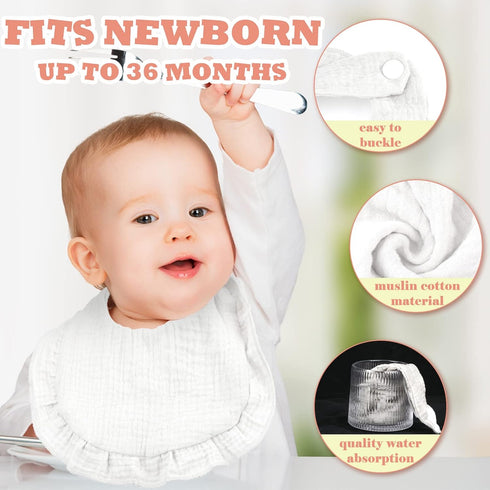 10 Seematn Pcs Baby Muslin Bibs for Unisex Girls & Boys Drool Bibs Bandana Ruffle Soft Cotton for Newborn Infants