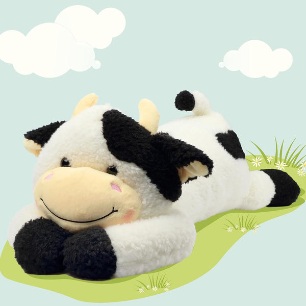 Easfan 36’’ Lying Cow Stuffed Animal, Large Hugging Plush Pillow Toy for Home Decoration Gifts