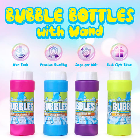 Outdoor Bubbles - 2 oz Bubble Blower Solution with Wands - Summer Fun Toys for Kids and Adults (4)