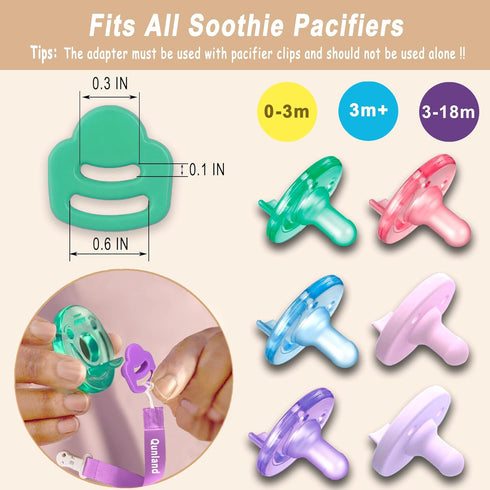 4 Pack 100% Silicone Pacifier Clip Adapter Ring for Philips Avent Soothies, Food-Grade Silicone Binky Clips Holder