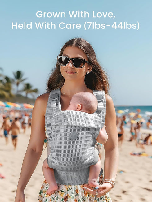 (7-44lbs), Cozy GROWNSY Baby Carrier Newborn to Toddler Ergonomic & Wraps Carrier with One-Click Buckle, Head Support
