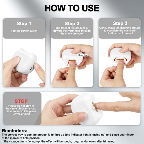 SCAIKTIG 2 Trimmer Automatic Electric Nail Clipper with LED Light & Speeds with Nail Scraps Storage, USB Rechargeable