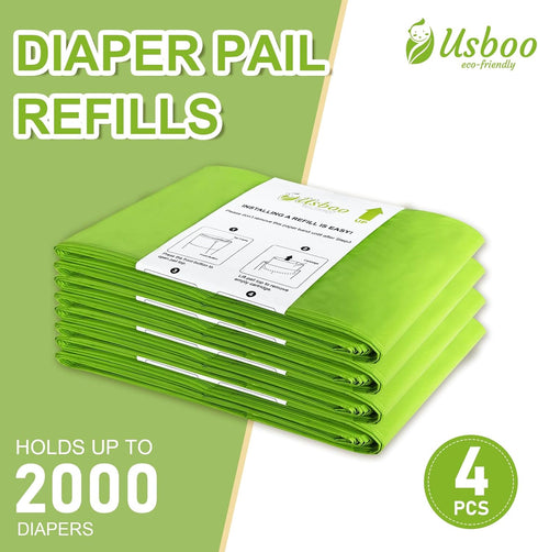 4 Pack 2000 USBOO Refills Compatible with Dekor CLASSIC Diaper Pail Refills | | Disposable Diaper Pail Refill | Extra