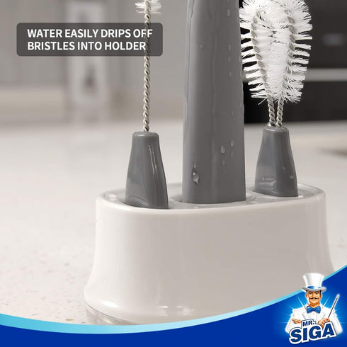 Set MR.SIGA Water Bottle Brush Cleaning with Storage Holder, Cleaning Brushes for Tumbler, Straw, Baby Bottles