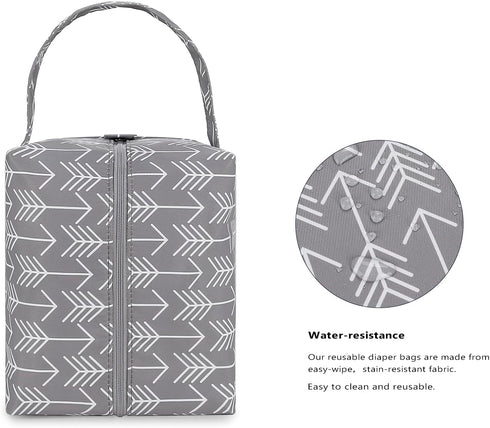 Wet Dry Bags for Baby Cloth Diapers - Waterproof Pod Hanging Diaper Bag Reusable, Washable for Baby Stroller, Diaper