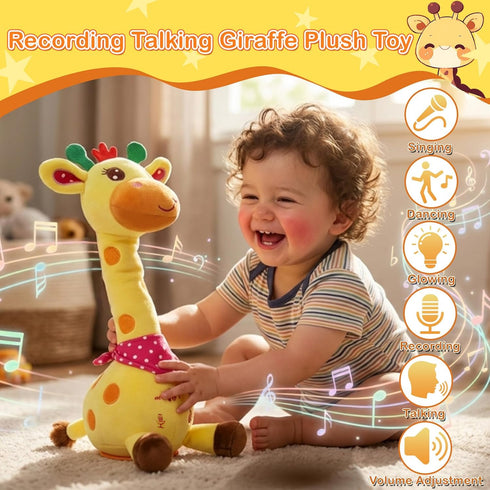 3-18 1-3 Tummy Hunfur Talking Dancing Giraffe Baby Toys for Months, Singing Recording Repeats What You Say with Glowing