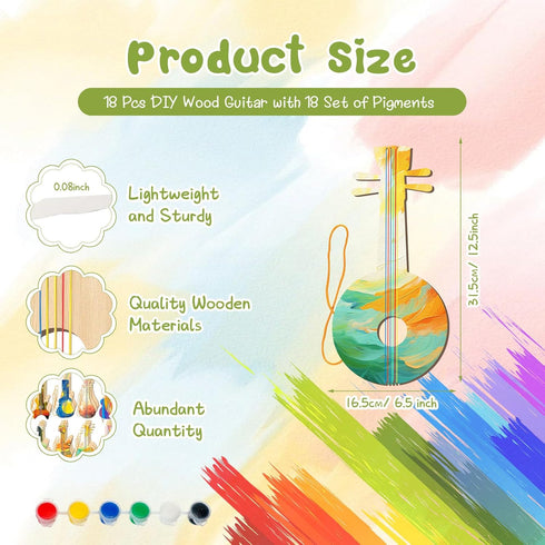 36 18 Sets (6 (6 Syhood Pcs DIY Wood Guitar Difference Designs) with Pigments Colors), DIY Wood Instruments Gift