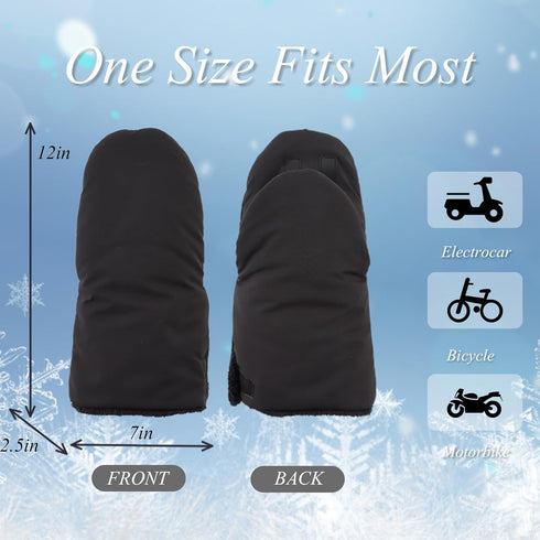 Zsedrut Universal Winter Stroller Gloves, Anti-Freeze Mittens, Water Repellent Hand Warmer Muff, Fleece Lined (Black-2).