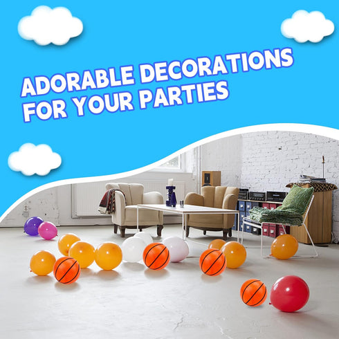 Hymaz 12 Pack 4 Inch Mini Basketballs for Kids, Rubber Inflatable Balls with Pump for Sports Party Favors