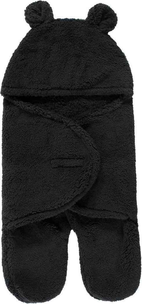 Hudson Baby Unisex Sherpa Baby Outdoor Stroller Sack Wrap, Black, One Size