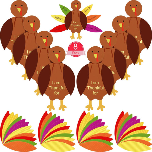 Gejoy 56 Pieces Thanksgiving Turkey Craft Kits DIY for School Activities Decoration Supplies, Makes Up to 8 Turkeys
