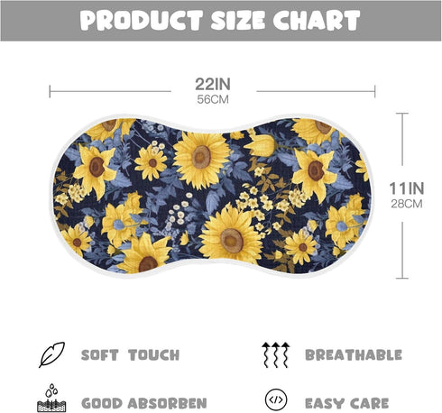 J JOYSAY 22''x11'' 4 Set 2 Pack Sunflowers Daisies Blue Leaves Baby Burp Cloths for Boys Girls Large Cotton Baby Bibs