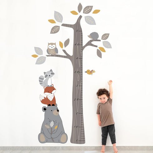 Woodland Forest Animal Growth Chart Wall Decals for Kids