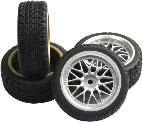 12mm Hub Wheel Rims Rubber Tires for RC 1/10 on-Road Touring Racing Car (4pcs)