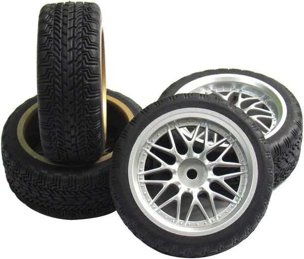 12mm Hub Wheel Rims Rubber Tires for RC 1/10 on-Road Touring Racing Car (4pcs)
