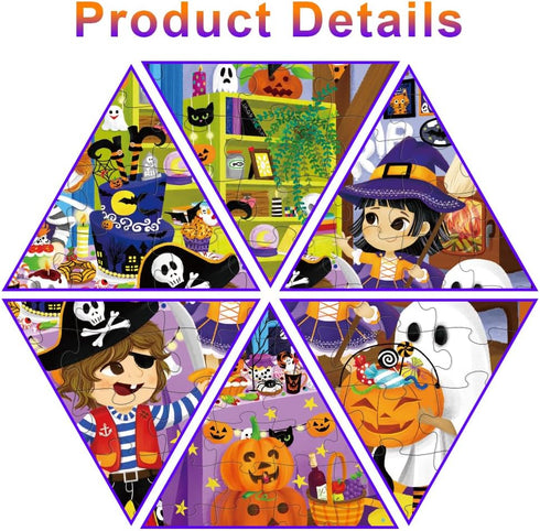 Halloween Jigsaw Puzzles 100 Pieces - Colorful Costume Party Puzzles, Family Game Gift, 27.5 x 19.7 Inch
