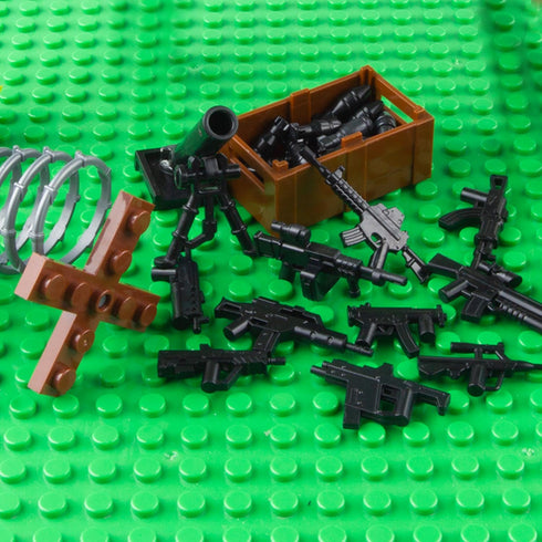 Weapons Pack Military Toy Set Building Blocks Model for Soldier Figures, Army Equipment Gear Kit