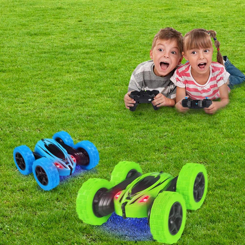 2PACK 2.4Ghz Vehicle,360 4WD 4 Lumiparty RC Stunt Car Remote Control Car for Kids, High Speed Rock Crawler Rotating Off