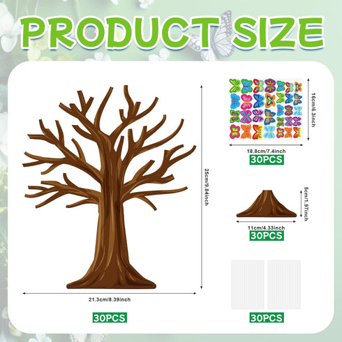 30 Set Cinrobiye Spring Craft Kit Flower Bird Butterfly DIY Tree Ornaments Making Art Crafts for Toddler Sunday School