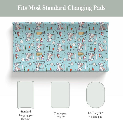 ZoUbqchY 32''16'' Blue Golf Changing Pad Covers for Baby Girls Boys Sports Golfing Fitted Changing Table Cover Mats