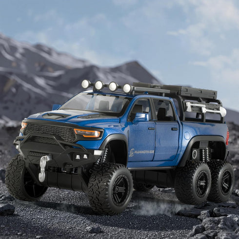 FRJV 1/32 Mammoth 4-7Blue Toy Trucks for Boys Diecast Trucks Model Truck,Collectible Pickup Truck Model Kit,Pull Back