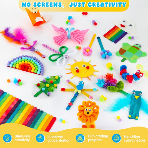 Zefy 3200+ 12 4-12 Pcs Arts and Crafts Supplies for Kids, All in One Craft Kits with Crafts Design, DIY School Supplies