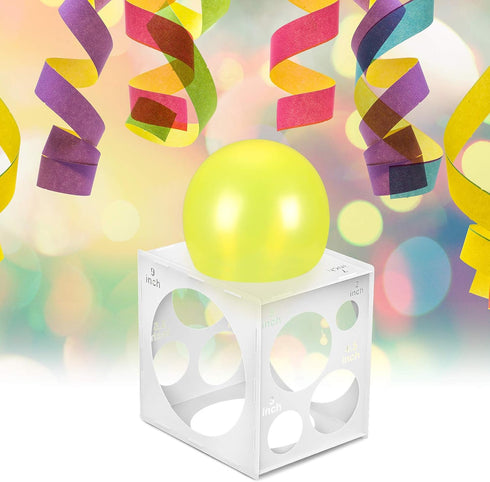 Weewooday 11 Holes Balloon Sizer Box Cube, 2-10 Inch Collapsible Plastic Balloon Size Gauge Tool