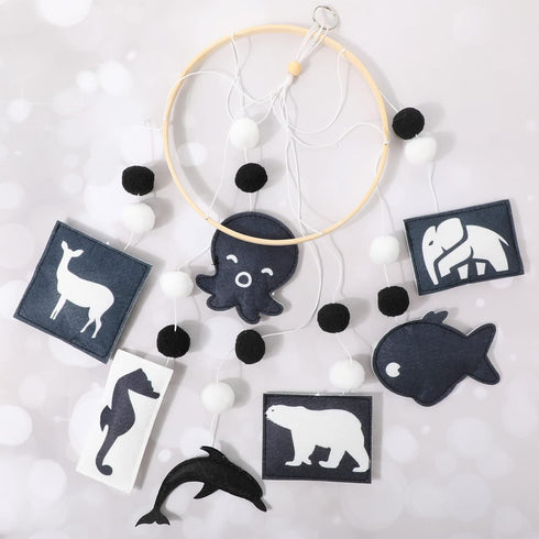 2 HyDren Baby Mobile for Crib Black and White Crib Mobile Nursery Crib Mobile Handmade Mobiles Decor for Baby Shower