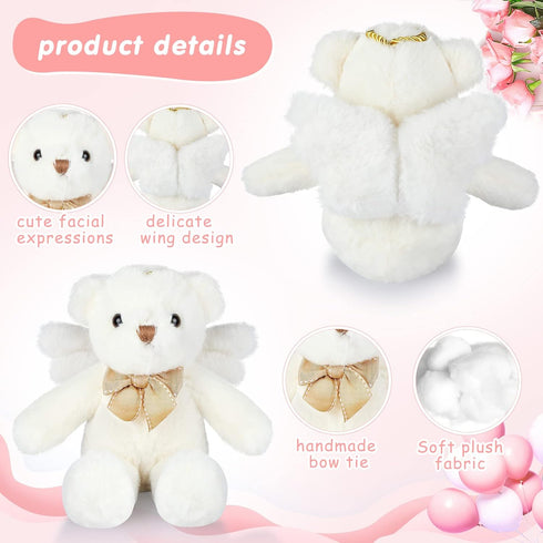Angel Bear Plush Stuffed Animal with Wings, 10 Inch White Bear Doll for Boys & Girls Birthday Gift