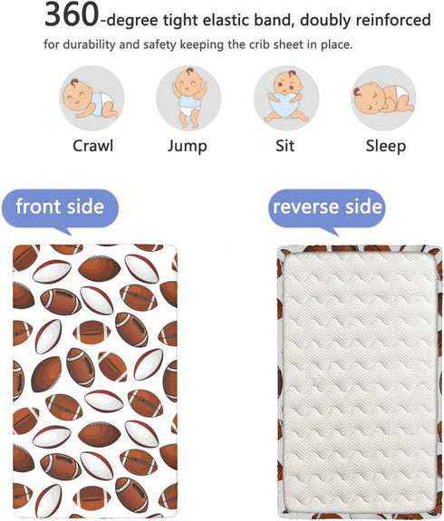 Nursery,28 52 Inch,Caramel American Football Themed Fitted Crib Sheet,Standard Crib Mattress Fitted Sheet Soft Toddler