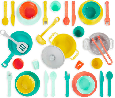 B. toys – Play Kitchen Accessories, 33-Piece Cookware, Dishes, Utensils Set for Kids, Pretend Play Toys