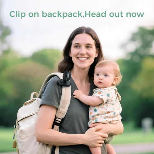 Momcozy 4-Speed 0.26lb 4.5mm Backpack/Table/Chair Portable Stroller Fan with Clip | Mini-Fan for Carrier | Personal
