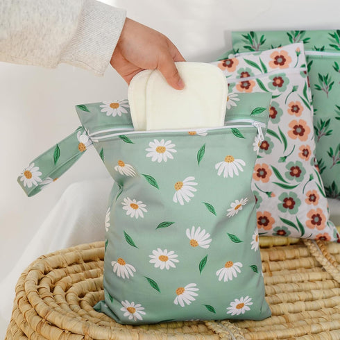 Happy Flute 3 Set Baby,11.8x15.7inch Wet Bag Storage Bag Zipper Waterproof Washable Travel Bags, Beach, Pool, Gym Bag