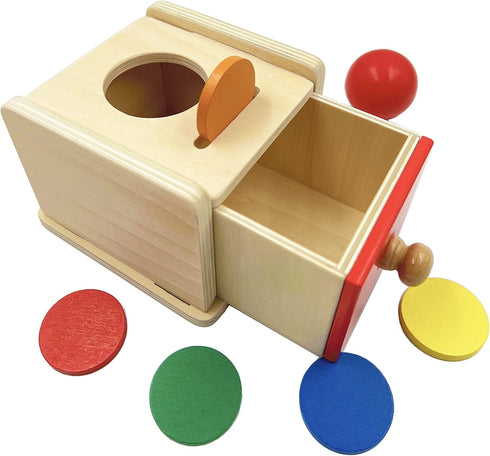 Dailyfunn Montessori Toys Coin&Ball 2-in-1 Drop Box, Object Permanence Box for Infant Baby 6-24 Months