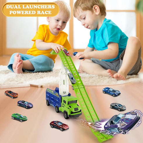 3-5 4-8,Foldable Sets 2.8-Ft 6 3 4 5 6 7 8+ Toddler Car Truck Toys,Car Carrier Truck Toys for Kids Age Car Track