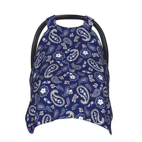 Hcpwzrf Deep Sea Navy Paisley Baby Car Seat Cover & Nursing Cover - Breathable Stretch Multi-Use Cover