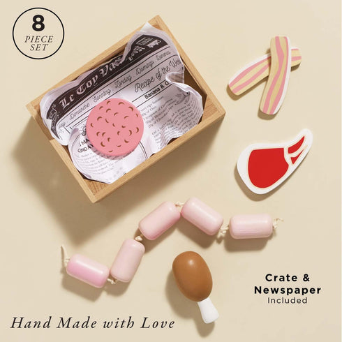 Le Toy Van Educational Pretend Play Toy Food - Wooden Honeybee Market Meat Crate for Supermarket Play