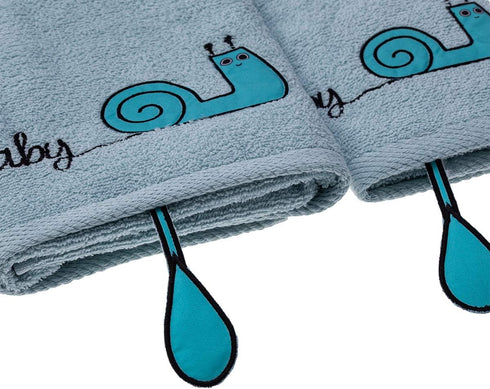Sangaloz 2 20x31 Inch 12x20 Inch 100% Milk&Moo Kids Washcloths for Bath, Blue Snail Baby Kids Bath Towel, Wash Cloths