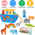 Playset, 1 2 3 12 18 24 KMTJT Toddlers Wooden Noah's Ark Toy Animal Baptism Gifts for Boys Girls, Shape Sorter Early