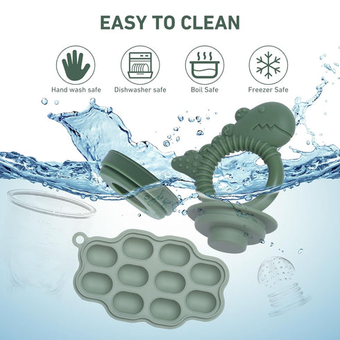 Baby Breastmilk Popsicle Molds & Fruit Feeder Pacifier, Silicone Baby Food Freezer Tray Storage Containers for Infant