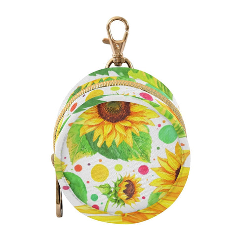 PYBUG Sunflower Round Pacifier Storage Case, Polyester & TPU Lined with Hook Buckle,
