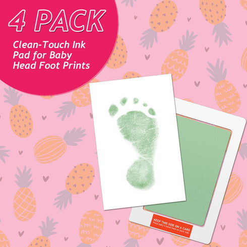 Outus 3 x 5 Inch Newborn Handprint and Footprint Kit, 4 Clean Touch Ink Pads, Pet Inkless Hand and Feet Stamp for Dogs